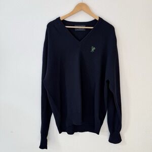 John Ford & Company (Auchtermuchty) Vintage Men's Lambs Wool Sweater Navy Scot‎